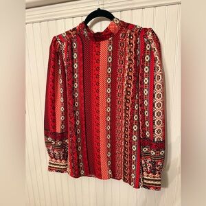 NWOT LOFT Back tie Red and Black Medium Blouse